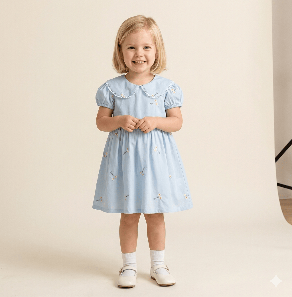Embroidered Peter Pan Collar Dress