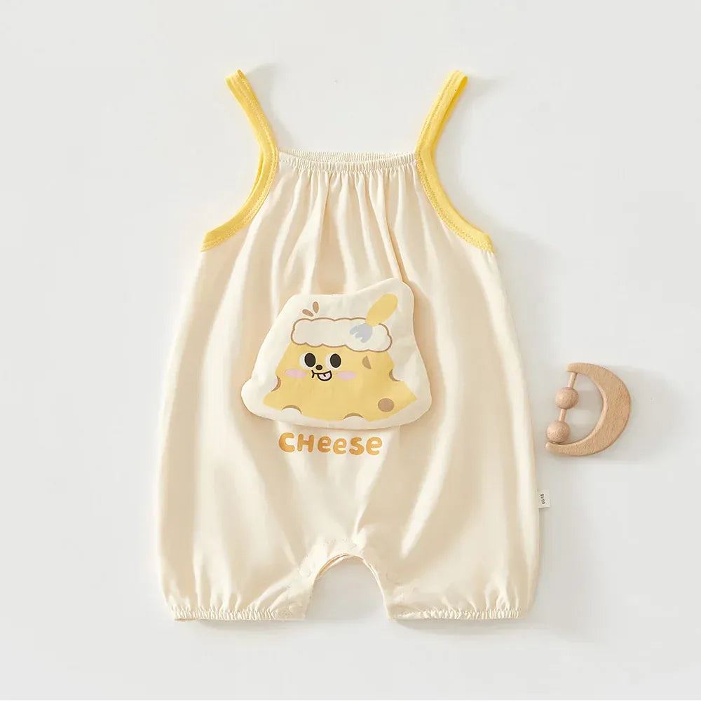 Banana Romper (Yellow Trim) / 3-6M Fruit Print Baby Romper