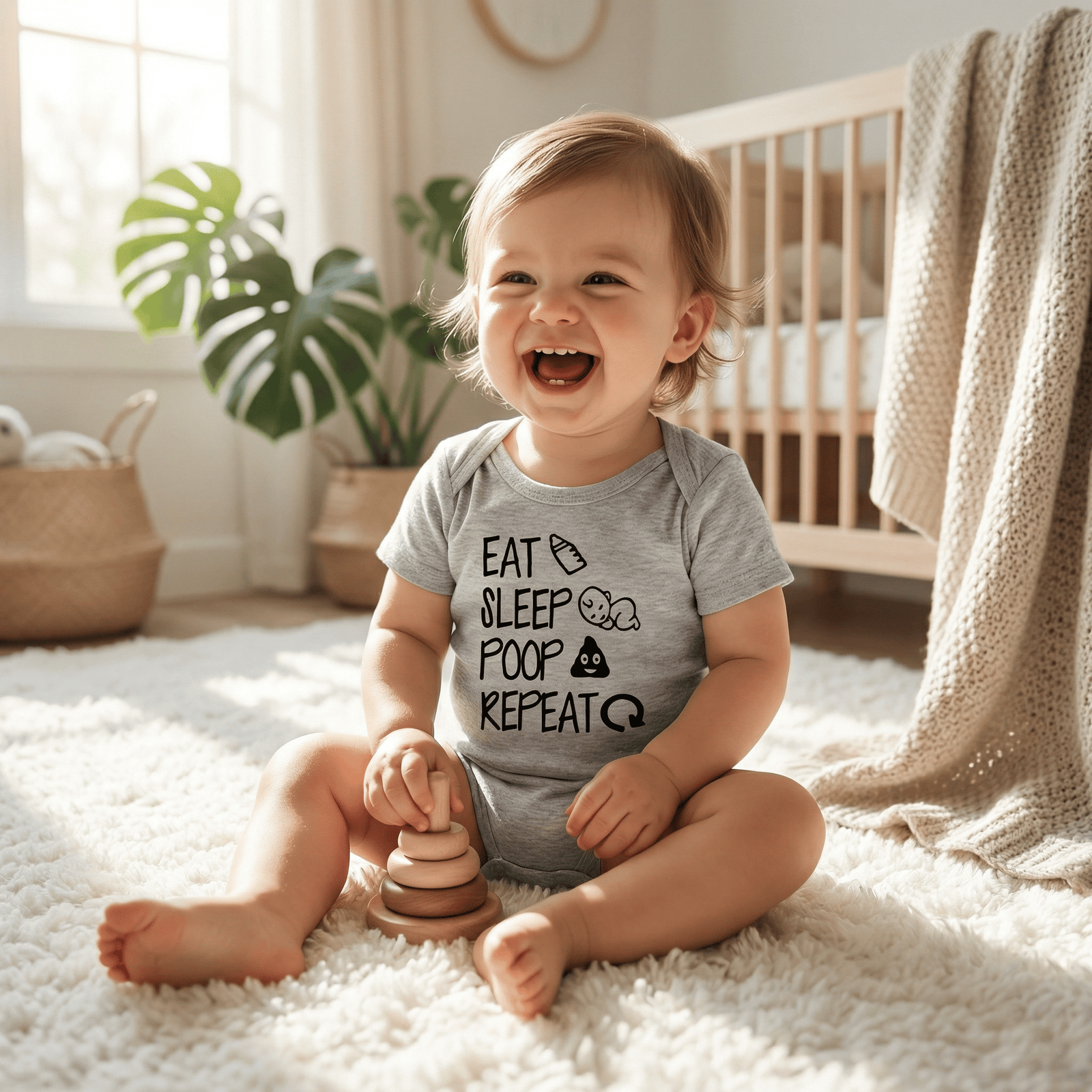 Funny "Eat Sleep Poop Repeat" Newborn Baby Romper