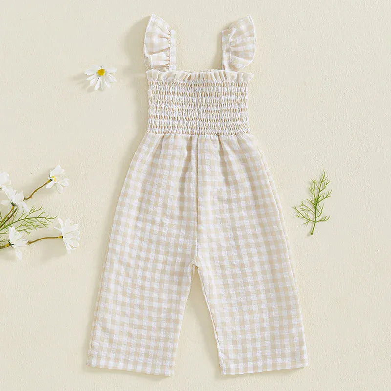 Girl Gingham Ruffle Jumpsuit