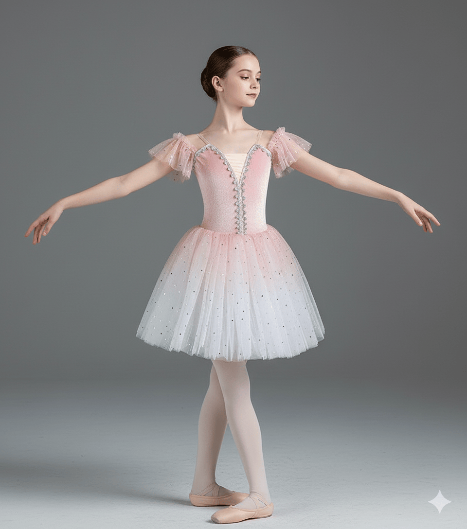 Girl's Performance Ballet Tutu with Velvet Bodice