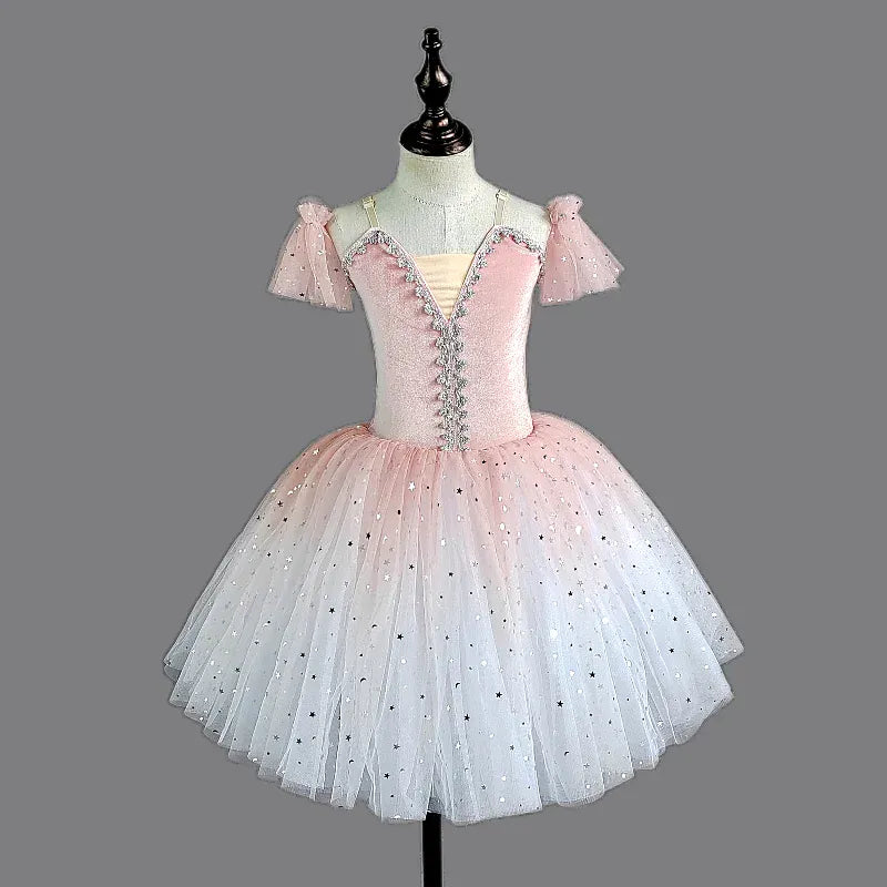 Pink / 6T Girl's Performance Ballet Tutu with Velvet Bodice