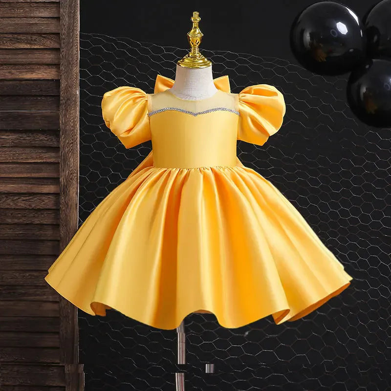 Yellow / 18M Girl's Puff Sleeve Princess Dress