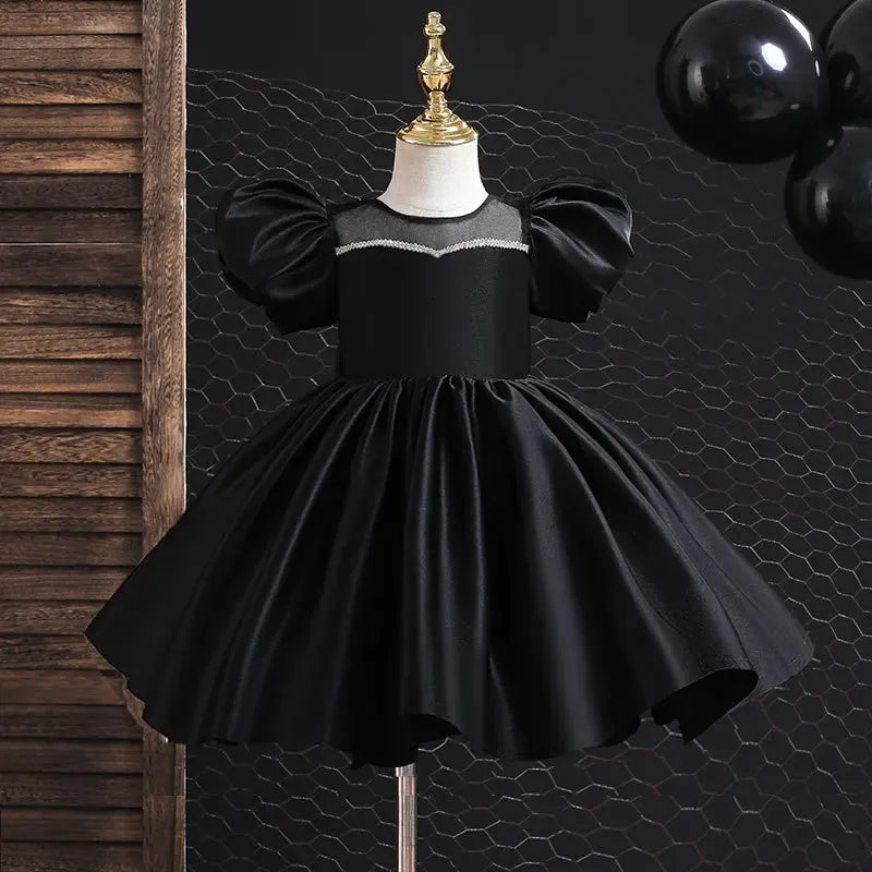 Black / 18M Girl's Puff Sleeve Princess Dress