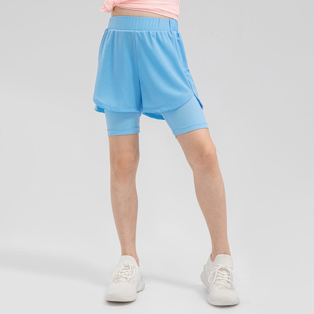Blue / 5-6T Girls 2 in 1 Summer Sports Shorts
