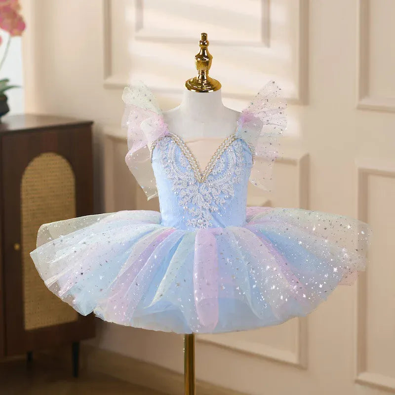 Blue / 3T Girls Ballet Tutu Dress Soft Tulle Puffy Princess Dance Costume