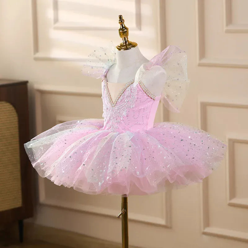 Girls Ballet Tutu Dress Soft Tulle Puffy Princess Dance Costume