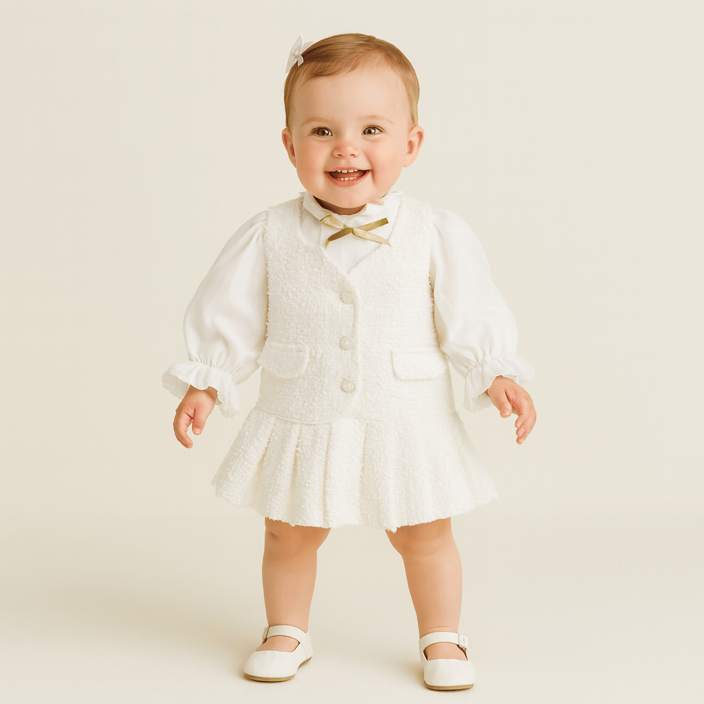 Girls Elegant Tweed Dress Set