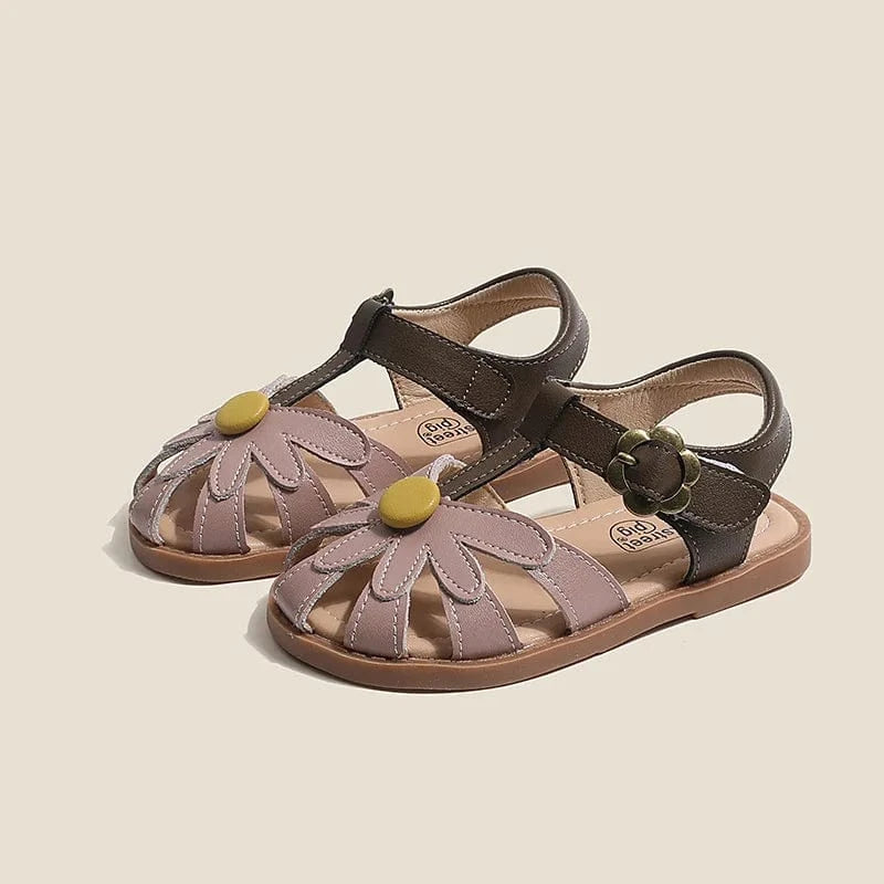 Pink / 22 Girls Flower Sandals