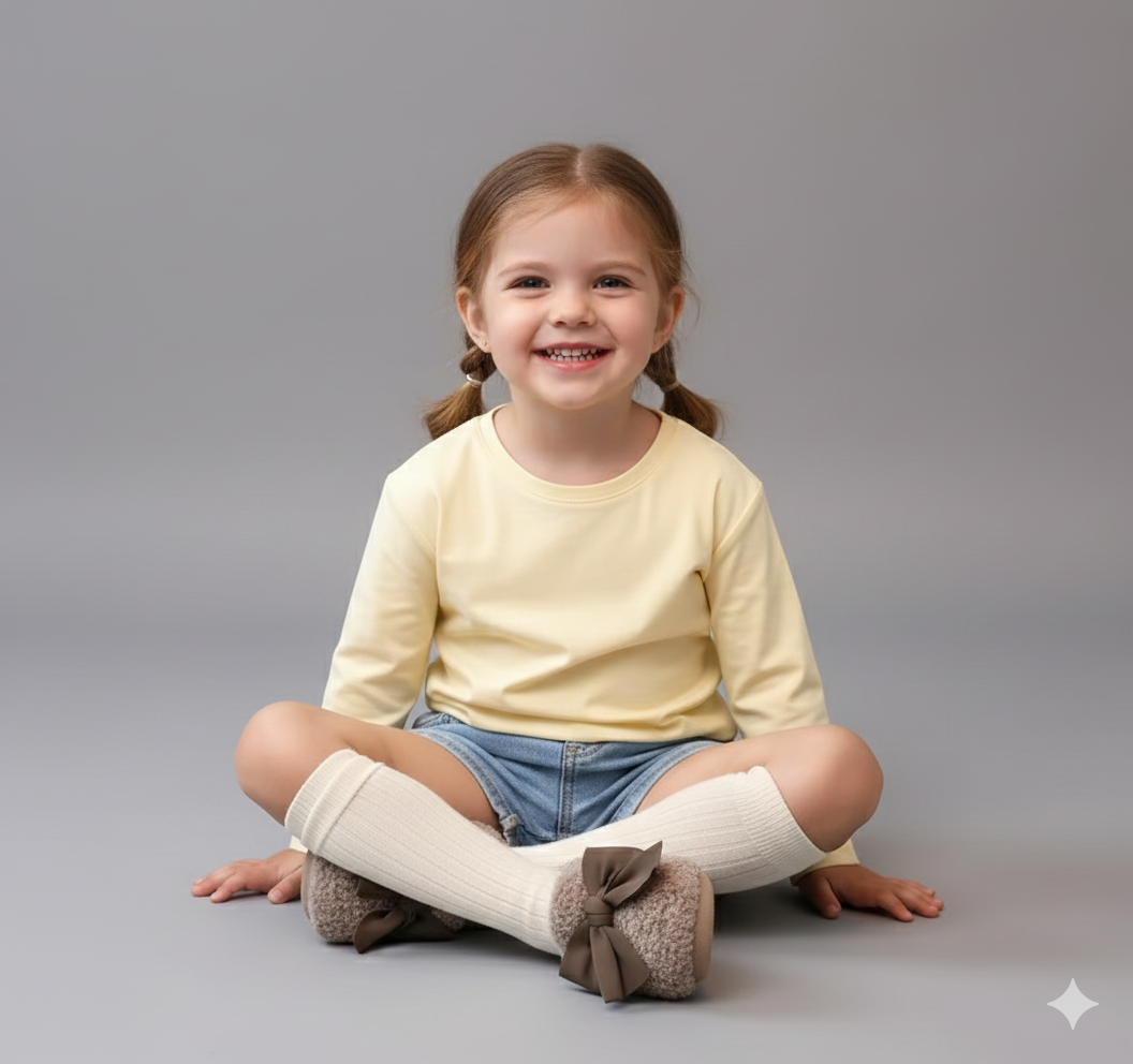 Girls' Fluffy Winter Flats with Bow