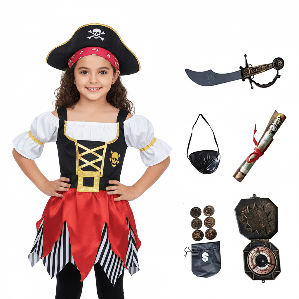 Girls Pirate Costume Set with Accessories