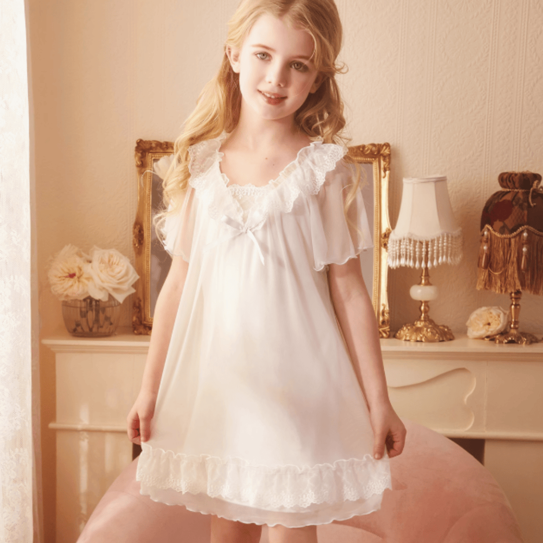 Off White / 18-24M Girls' Princess Ice Silk Nightgown
