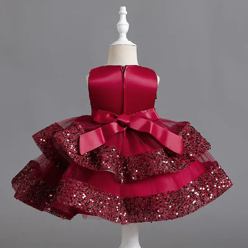 Girls' Sleeveless Sequin & Mesh Party Dress