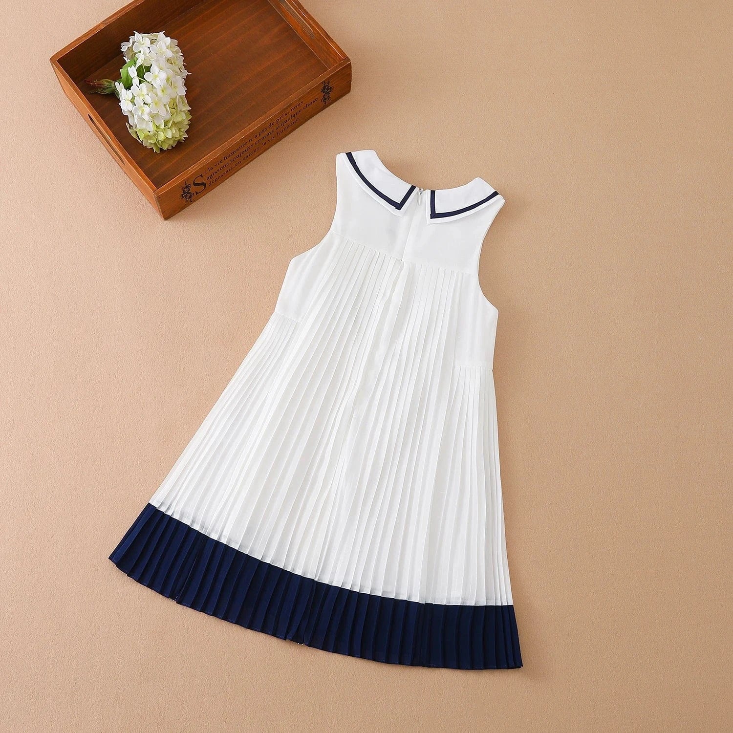 Girls' Sleeveless Summer Chiffon Pleated Dress