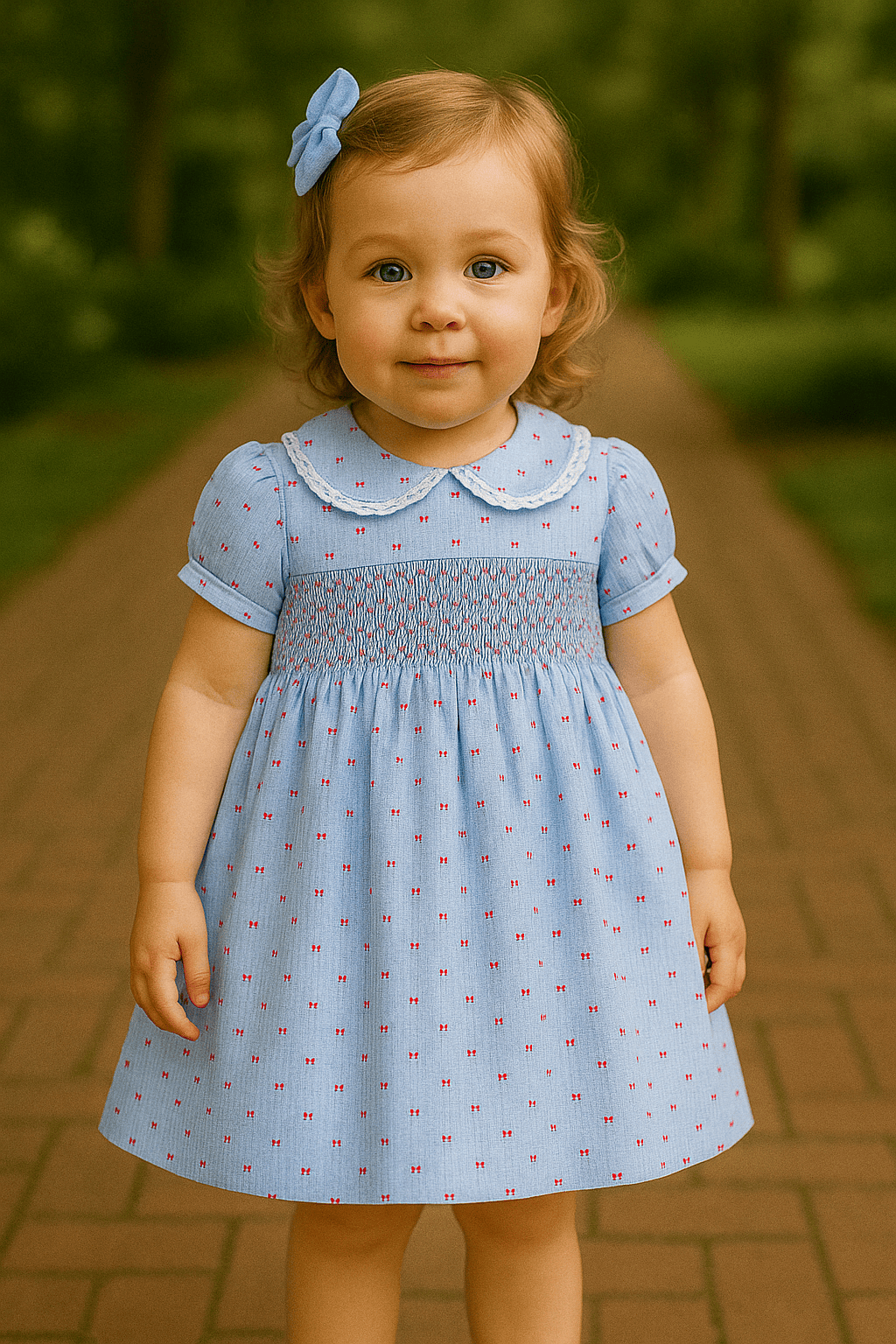 Girls' Smocked Dress with Peter Pan Collar