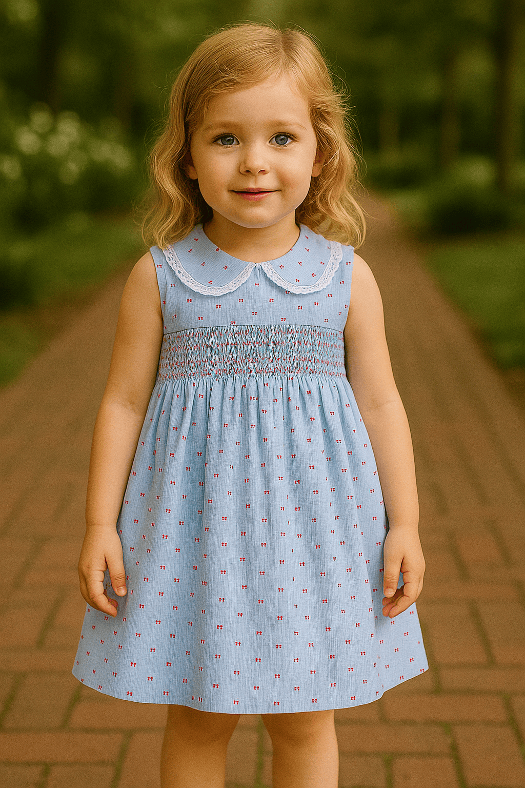 Girls' Smocked Dress with Peter Pan Collar