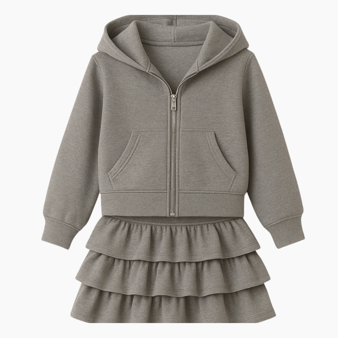 Girls Spring Hoodie and Layered Cake Skirt Set