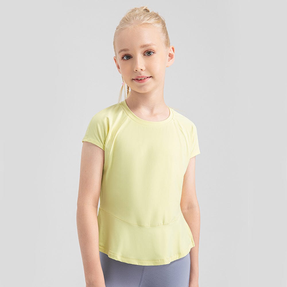 Light Yellow / 5-6T Girls' Ultra Light Breathable Sports Tee