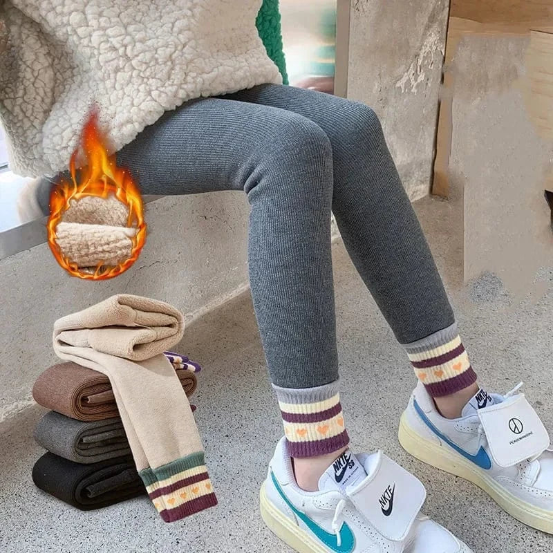 Girls’ Winter Warm Stripe Leggings