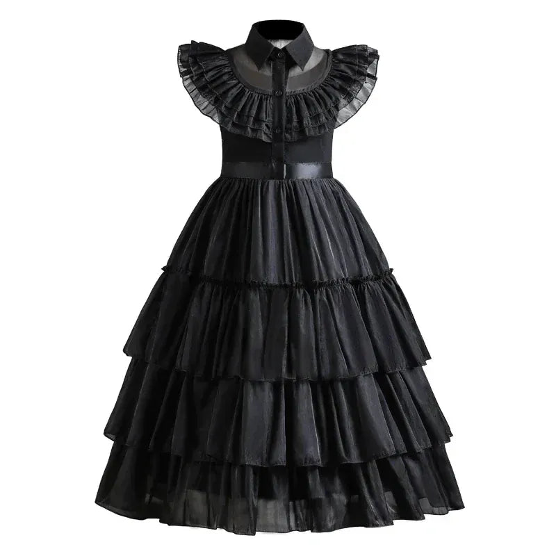 Gothic-Inspired Black Dress Costume for Girls