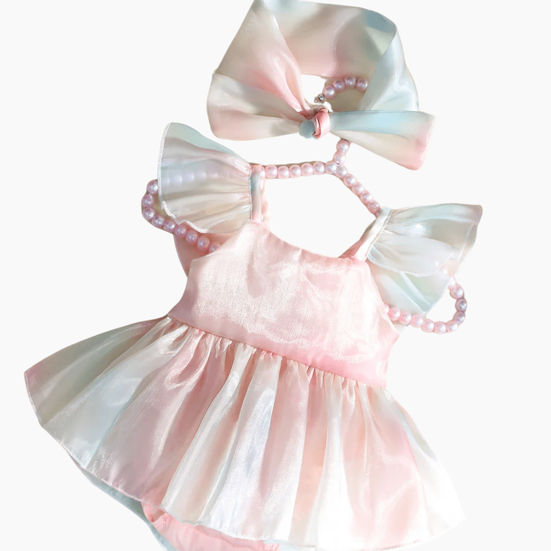 Gradient Pleated Skirt with Matching Headband