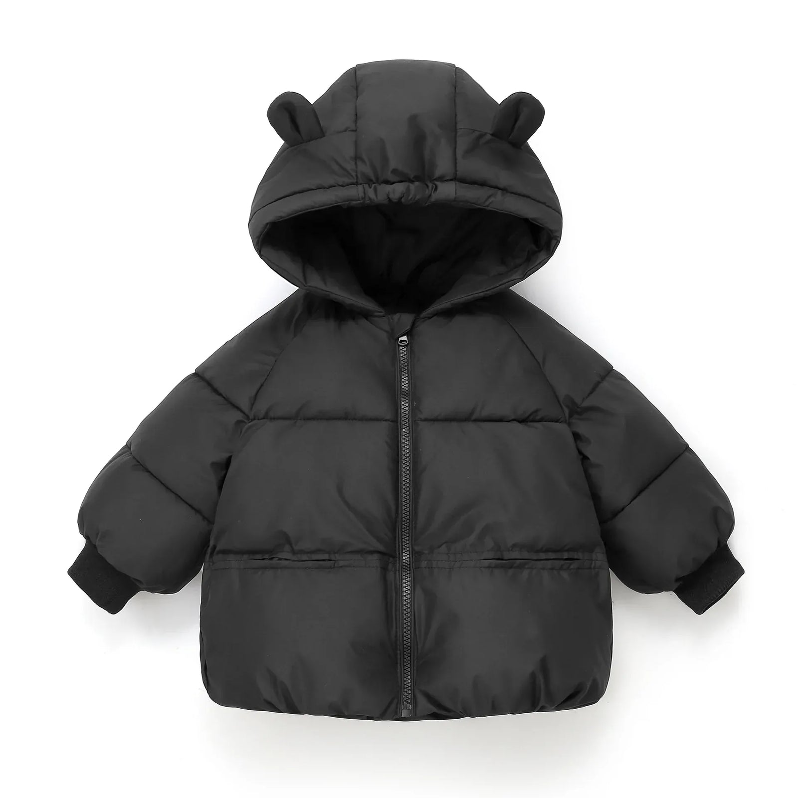 Black / 24M Hooded Puffer Cotton Coat for Kids