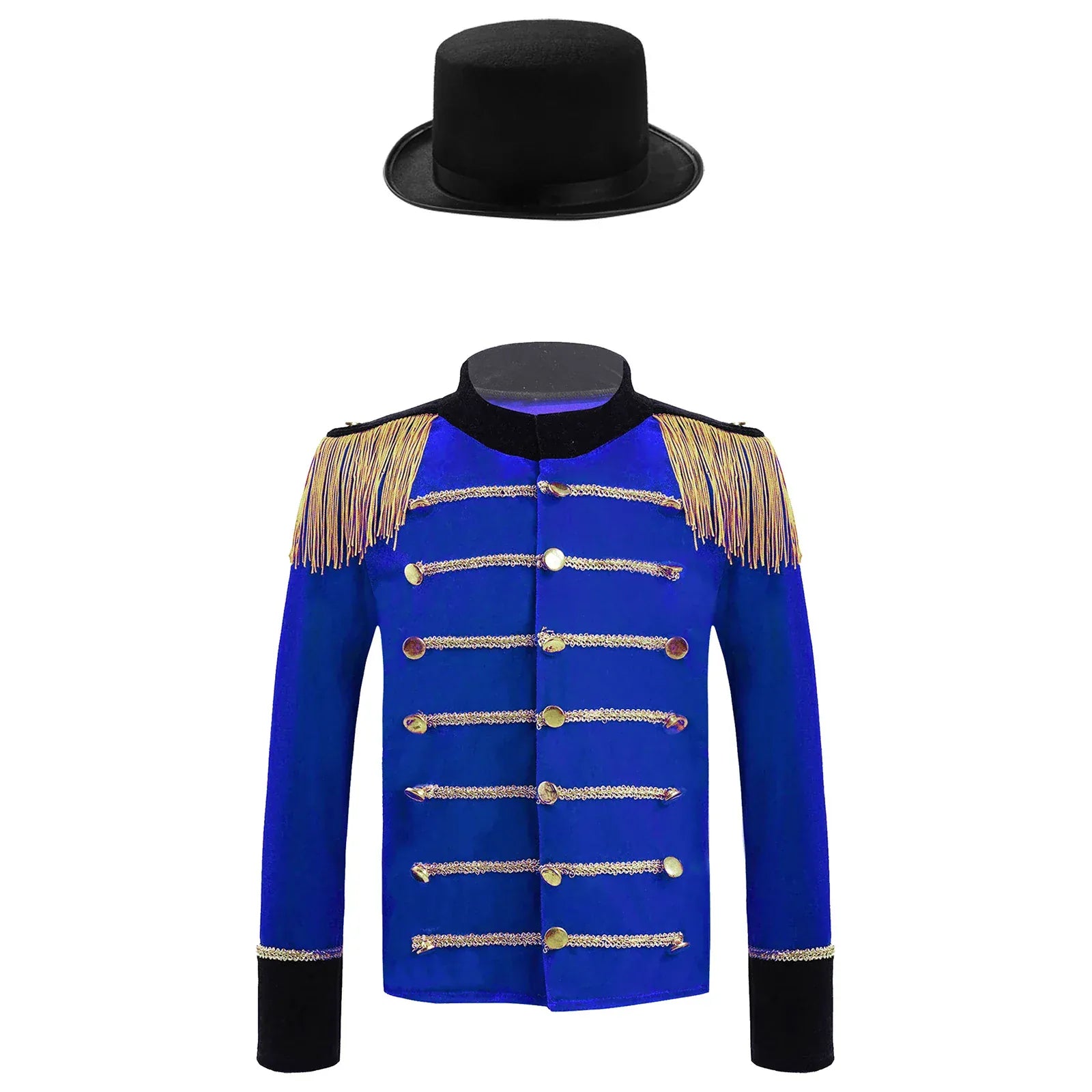 Blue with Black Top Hat / 4 Kid's Deluxe Ringmaster and Marching Band Jacket