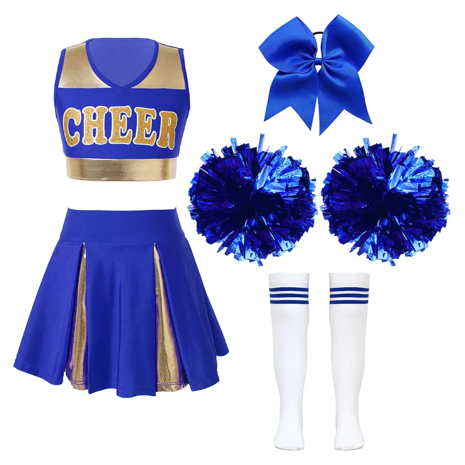 Blue A / 6T Kids Cheerleader Uniform Outfit