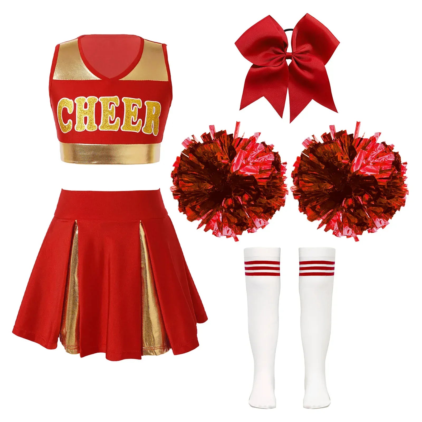 Red A / 6T Kids Cheerleader Uniform Outfit