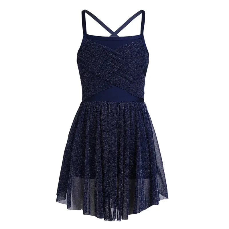 Navy Blue / 4 Kids Girls Glittery Mesh Lyrical Dance