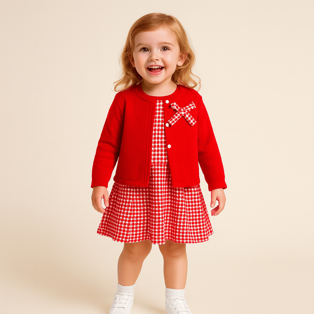 Girl's Clothing Knitted Cardigan And Dress