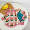 Knitted Sweater Flower Coat Romper Suit