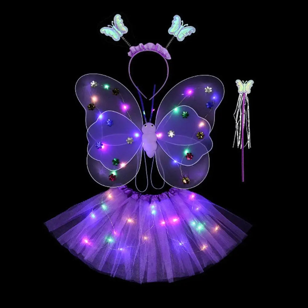 Purple-4pcs LED Fairy Costume Set for Girls