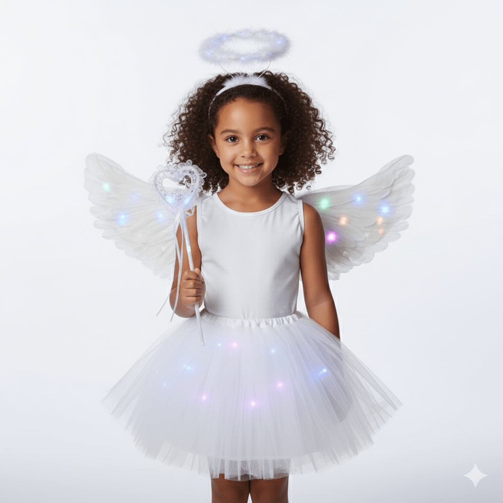 LED Light-Up Angel Costume Set for Girls