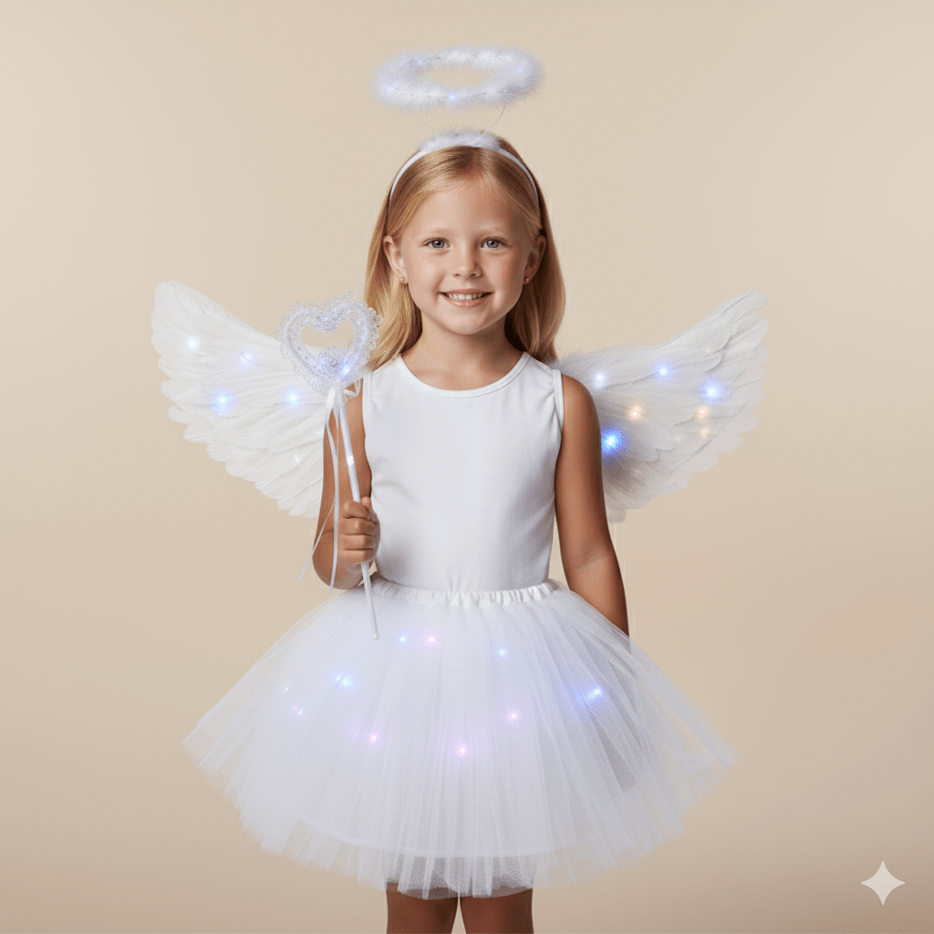 LED Light-Up Angel Costume Set for Girls