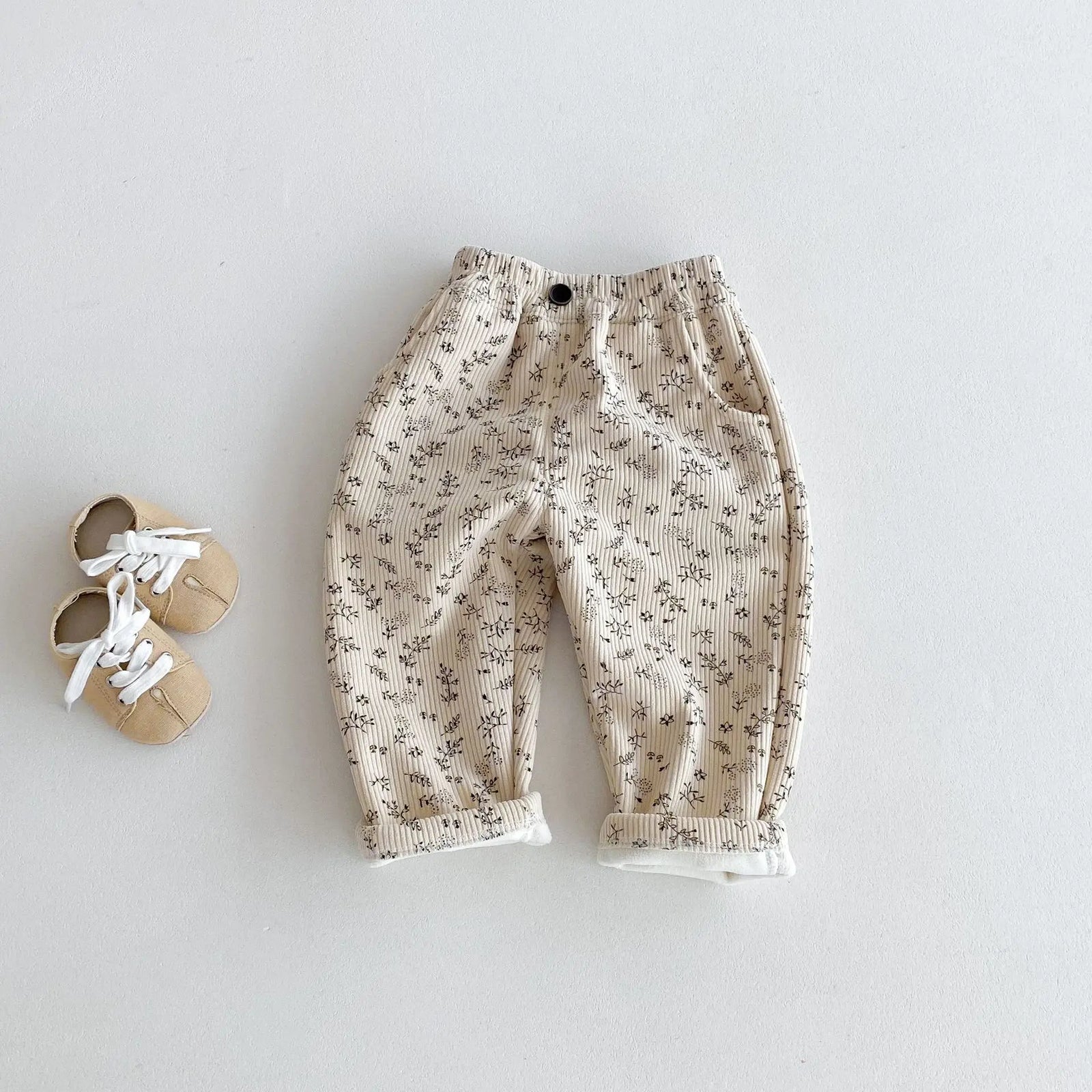 Apricot / 6-9M Little Blossom Fleece-Lined Corduroy Pants