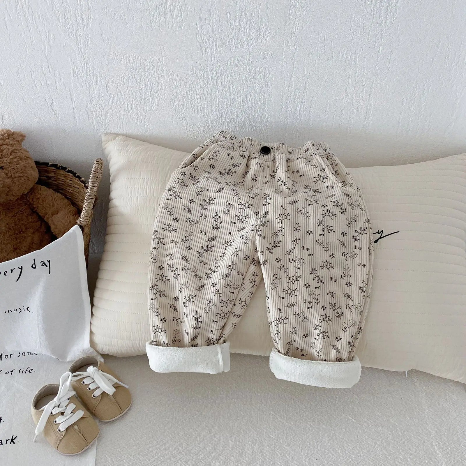 Little Blossom Fleece-Lined Corduroy Pants