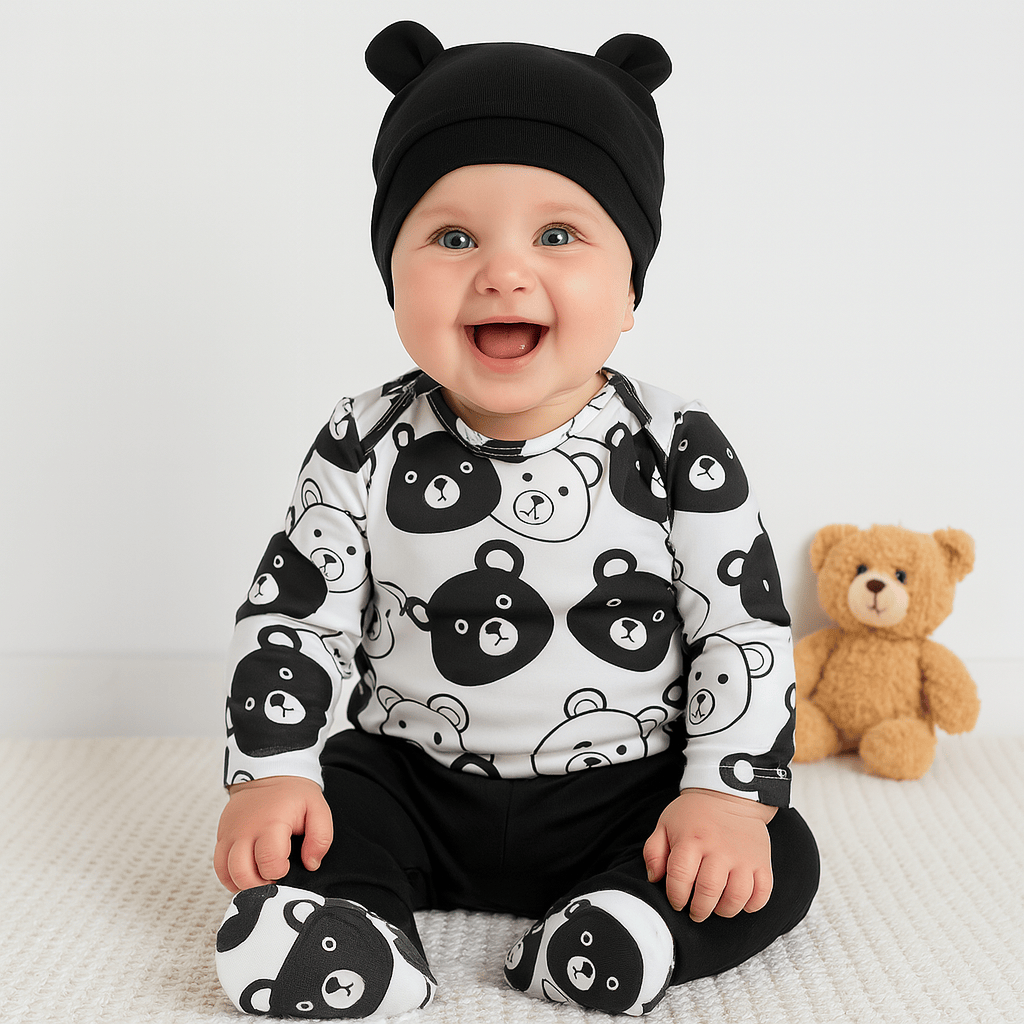 Long Sleeve Bear Baby Bodysuit Set