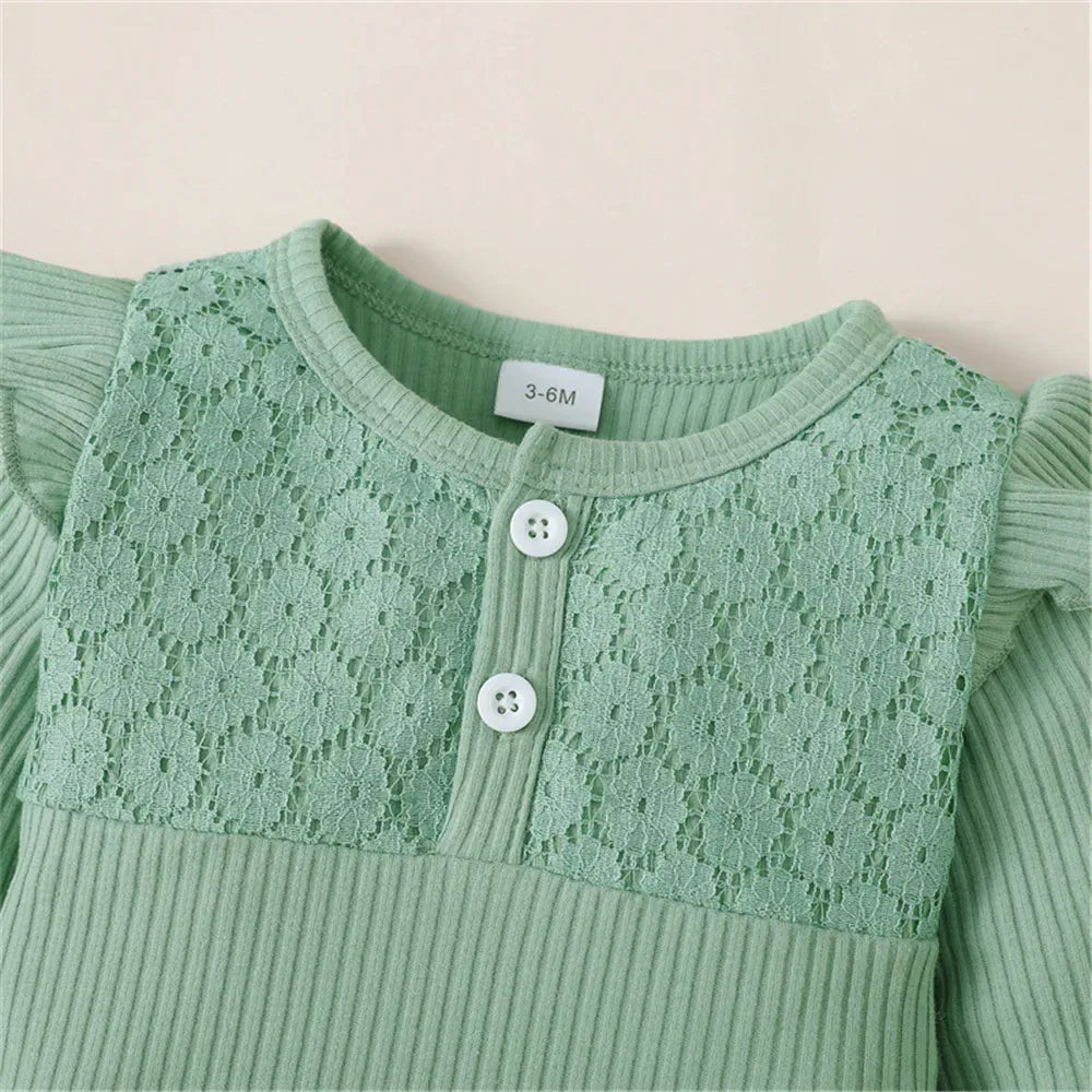 Long Sleeve Romper, Floral Pants and Headband Set