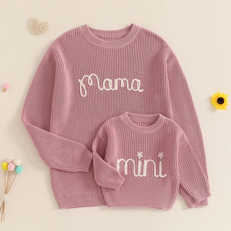 Rose pink / Adult S Matching Sweaters Mom and daughter