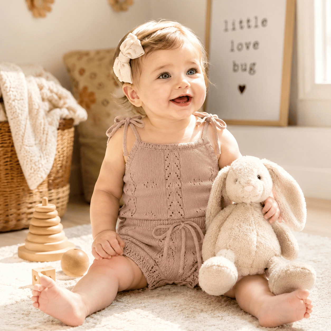 Newborn Baby Girl Sleeveless Knit Bodysuit & Shorts 2-Piece Set