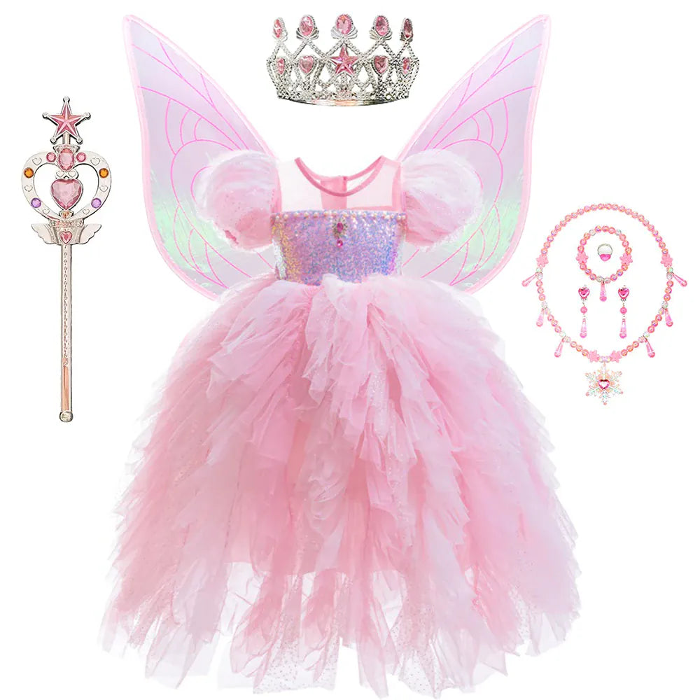Pink Butterfly Princess Dress & Costume Set