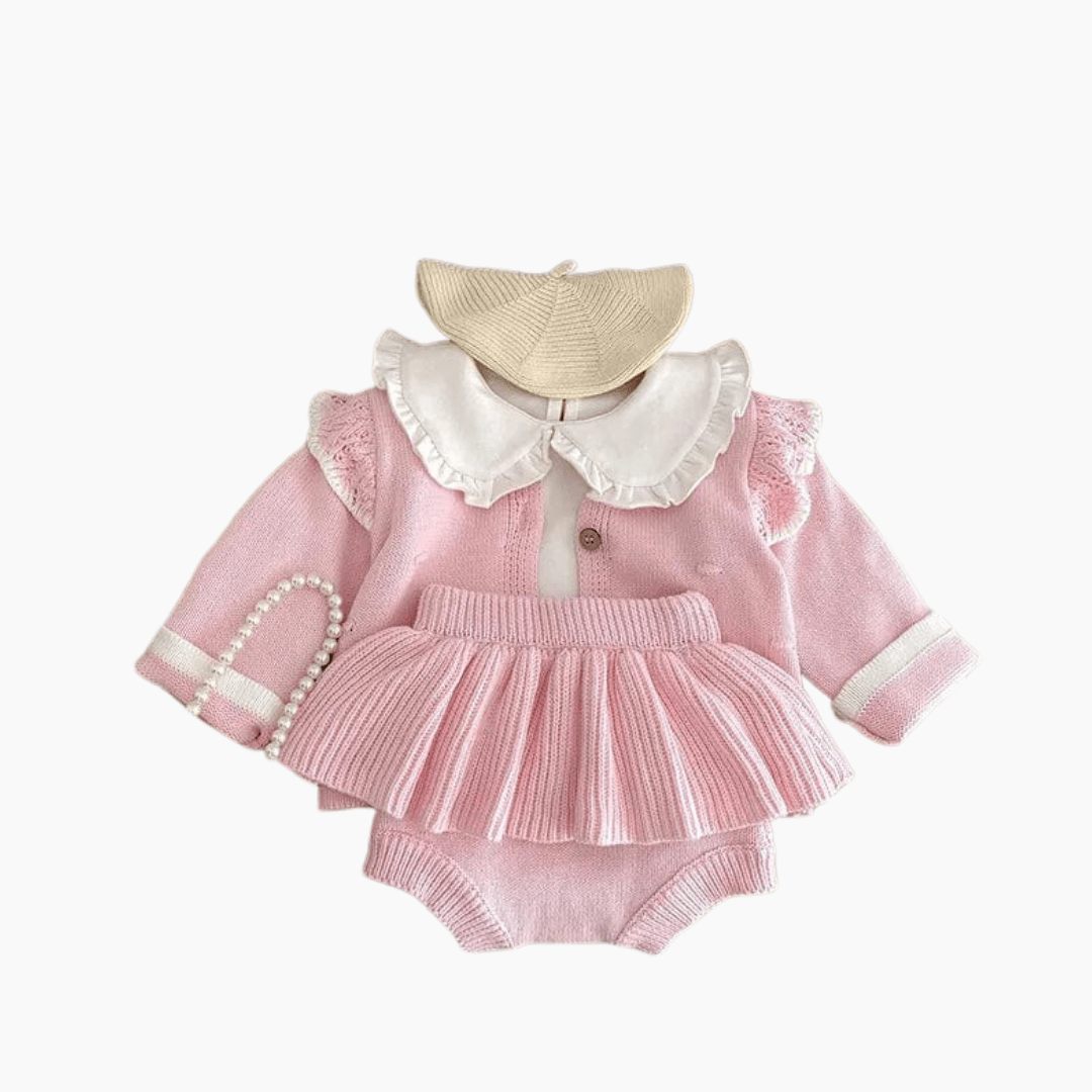 Girl's Clothing Pink Knitted Cardigan and Bloomers