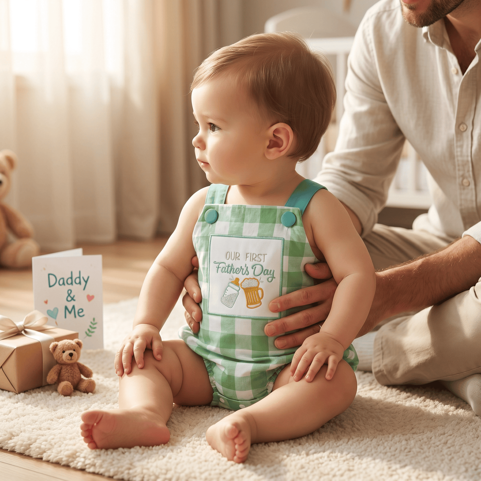 Plaid Father's Day Romper for Baby Boys & Girls