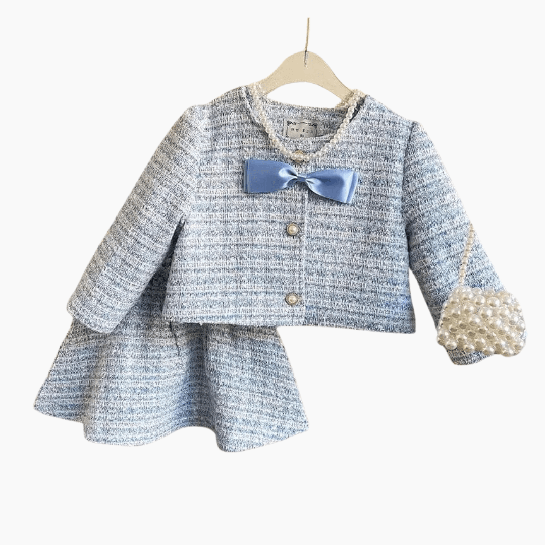Girl's Clothing Plaid Print Button Front Jacket and Skirt Set