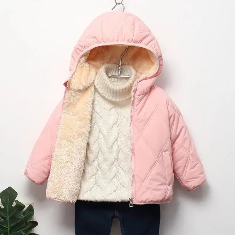 Plush Velvet Lined Winter Puffer Jacket for Kids