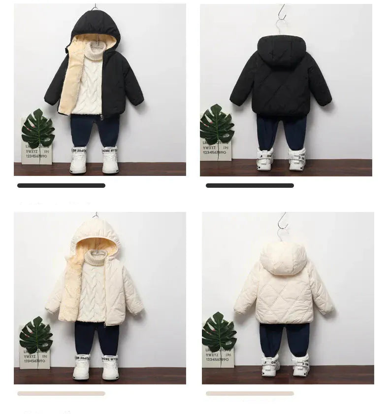 Plush Velvet Lined Winter Puffer Jacket for Kids
