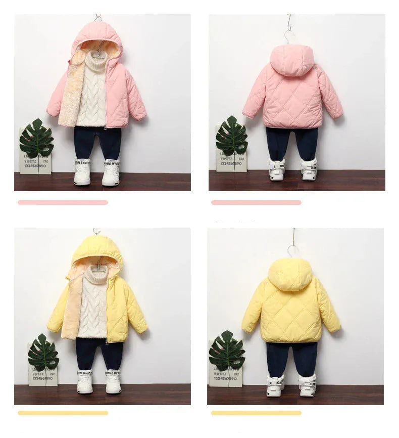 Plush Velvet Lined Winter Puffer Jacket for Kids
