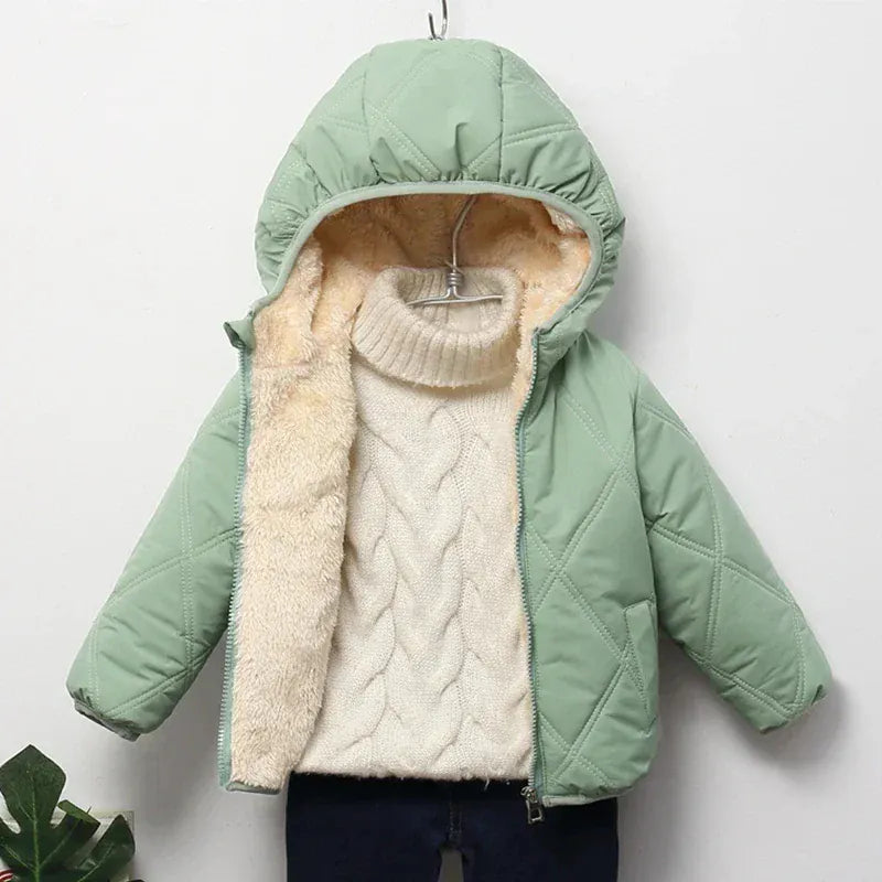Plush Velvet Lined Winter Puffer Jacket for Kids