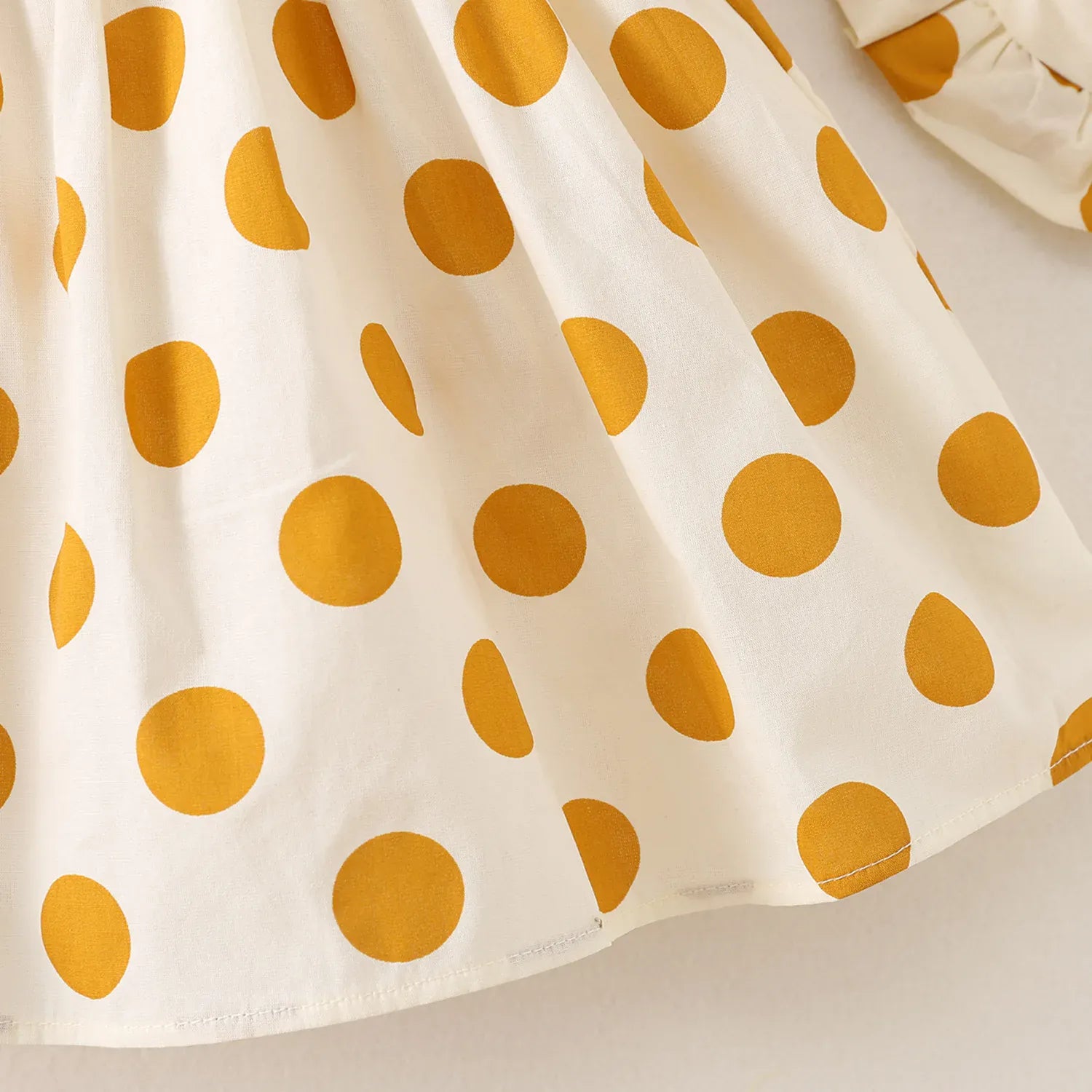 Polka Dot Dash Sleeve Dress & Hat Set for Baby Girls